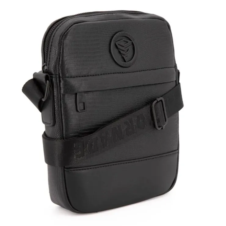 BILL TORNADE Sacoche motif reptile 25x20x4,5cm Mixte NOIR New