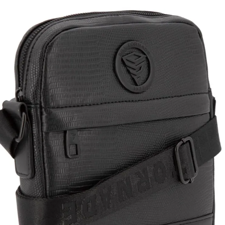 BILL TORNADE Sacoche motif reptile 25x20x4,5cm Mixte NOIR New