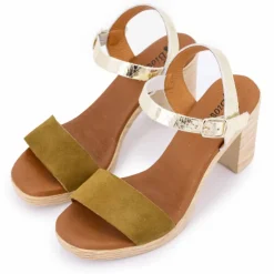 BIOSTOCK Sandale a talon craq oro 73299 t36/41 Femme KAKI New