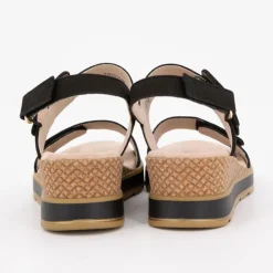 CAPRICE Sandale compensee nubuck olive 36/41 Femme NOIR Outlet