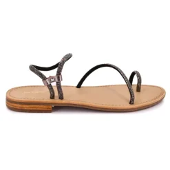 LES TROPEZIENNES PAR M.BELARBI Sandales à strass Hodaxa argent Femme GRIS FONCE Discount