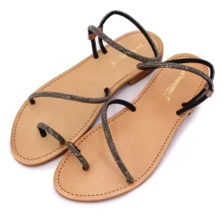 LES TROPEZIENNES PAR M.BELARBI Sandales à strass Hodaxa argent Femme GRIS FONCE Discount