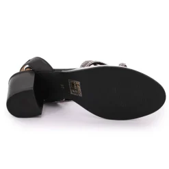 LES TROPEZIENNES PAR M.BELARBI Sandales à talon carré et brides à strass Lilastar Femme NOIR Best