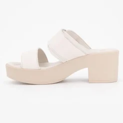 SCHOLL Sandales à talons blanche en cuir tessa boucle dorée Femme BLANC ECRU Discount