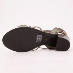 LES TROPEZIENNES PAR M.BELARBI Sandales à talons 6cm Lirao or irisé Femme NOIR Hot