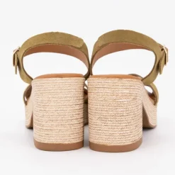 CARLA TORTOSA Sandales à talons cuir avec boucle dorée Femme KAKI Sale