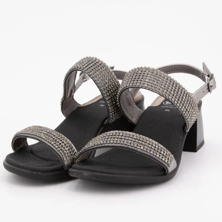 SCHOLL Sandales à talons es élysees à strass Femme NOIR