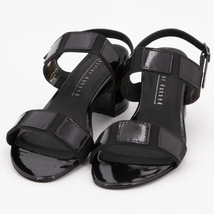 XAVIER DANAUD Sandales basses à talons épais brillant Femme NOIR Sale