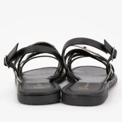 DEELUXE 74 Sandales black tressées Ormia à motif zèbre Femme NOIR Best