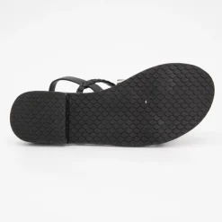 DEELUXE 74 Sandales black tressées Ormia à motif zèbre Femme NOIR Best