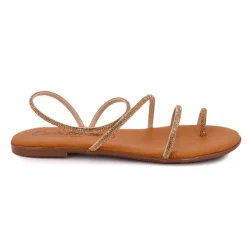 CARLA TORTOSA Sandales brides à strass cristale en cuir Femme BRONZE Outlet