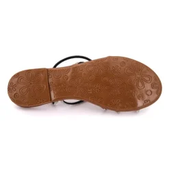 CARLA TORTOSA Sandales brides à strass cristale en cuir Femme NOIR Outlet