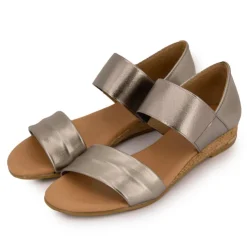 PINAZ Sandales brillantes effet chromé compensées Femme ARGENT Hot