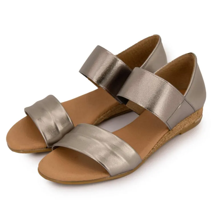 PINAZ Sandales brillantes effet chromé compensées Femme ARGENT Hot