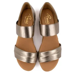 PINAZ Sandales brillantes effet chromé compensées Femme ARGENT Hot