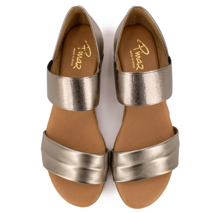 PINAZ Sandales brillantes effet chromé compensées Femme ARGENT Hot