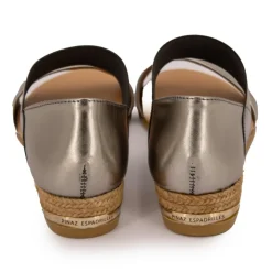 PINAZ Sandales brillantes effet chromé compensées Femme ARGENT Hot