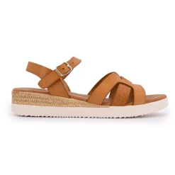 BIOSTOCK Sandales compensées à brides larges Femme MARRON CLAIR Clearance