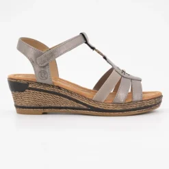 ROMIKA Sandales compensées à talons avec strass à stratch Femme GRIS Clearance