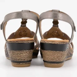 ROMIKA Sandales compensées à talons avec strass à stratch Femme GRIS Clearance