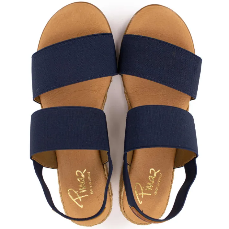 PINAZ Sandales compensées bleu marine semelle tressée Femme BLEU FONCE Sale
