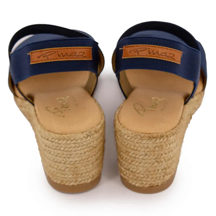 PINAZ Sandales compensées bleu marine semelle tressée Femme BLEU FONCE Sale