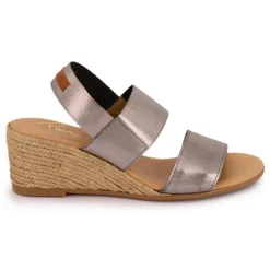 PINAZ Sandales compensées brillantes semelle corde Femme ARGENT