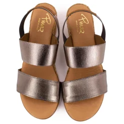 PINAZ Sandales compensées brillantes semelle corde Femme ARGENT