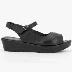 XAVIER DANAUD Sandales compensées cuir lisse Femme NOIR