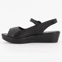 XAVIER DANAUD Sandales compensées cuir lisse Femme NOIR