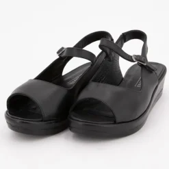 XAVIER DANAUD Sandales compensées cuir lisse Femme NOIR