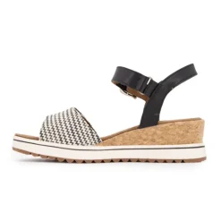 ROMIKA Sandales compensées imprimé graphique à scratch semelle liège black Femme NOIR Clearance