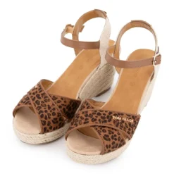 TOM TAILOR Sandales compensées imprimé léopard avec boucle doré Femme MARRON Online