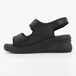 SCHOLL Sandales compensées es cuir giuly avec deux scratchs Femme NOIR Clearance