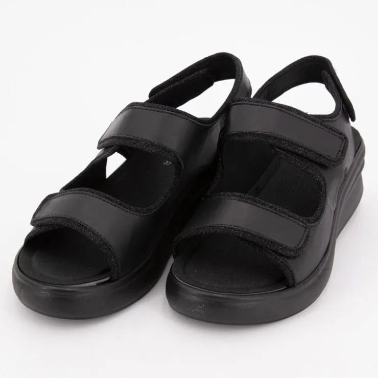 SCHOLL Sandales compensées es cuir giuly avec deux scratchs Femme NOIR Clearance