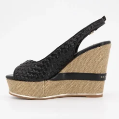 US POLO Sandales compensées tissés logo gold Femme NOIR Hot