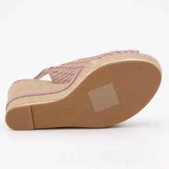 US POLO Sandales compensées tissés logo gold Femme ROSE CLAIR Outlet