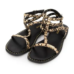 LES TROPEZIENNES PAR M.BELARBI Sandales Coralie à strass motif léopard Femme BEIGE Clearance