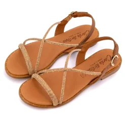 CARLA TORTOSA Sandales cristal avec bride à strass Femme BRONZE New