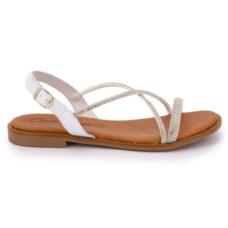 CARLA TORTOSA Sandales cristal avec bride à strass Femme ARGENT Online