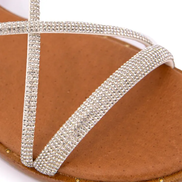 CARLA TORTOSA Sandales cristal avec bride à strass Femme ARGENT Online