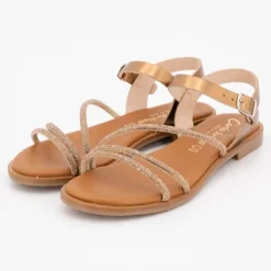 CARLA TORTOSA Sandales cristal boucle rond plat Femme BRONZE Hot