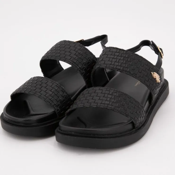 US POLO Sandales double bride kary tissées avec boucle Femme NOIR Outlet