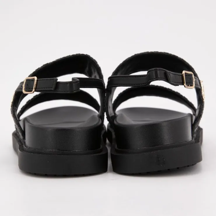 US POLO Sandales double bride kary tissées avec boucle Femme NOIR Outlet