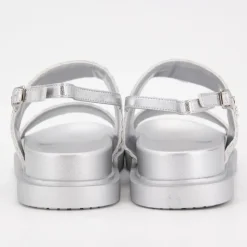 US POLO Sandales double bride kary tissées avec boucle Femme ARGENT Best