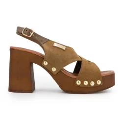 LES TROPEZIENNES PAR M.BELARBI Sandales en cuir à talons 9cm carré Penn tan Femme MARRON Outlet