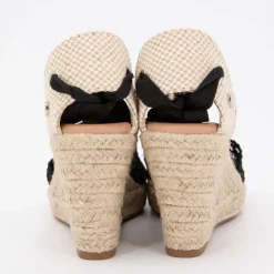 DEELUXE 74 Sandales espadrilles brodées compensées black tita à nouer Femme NOIR Online