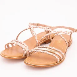 LES TROPEZIENNES PAR M.BELARBI Sandales Homage lanières à tresses gold Femme OR ROSE Hot