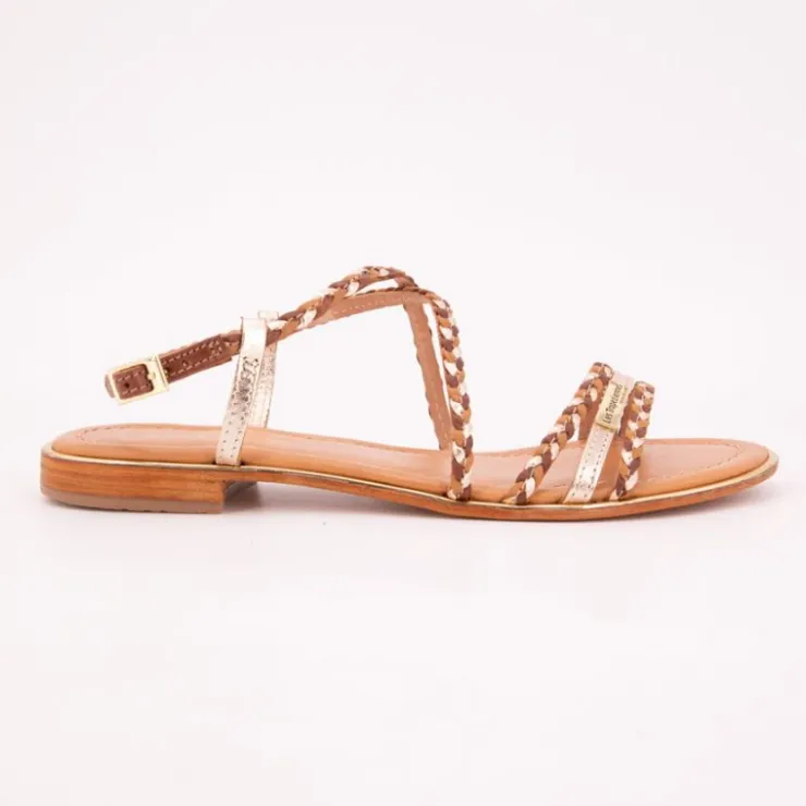 LES TROPEZIENNES PAR M.BELARBI Sandales Homage lanières à tresses gold Femme MARRON CLAIR