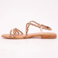 LES TROPEZIENNES PAR M.BELARBI Sandales Homage lanières à tresses gold Femme MARRON CLAIR